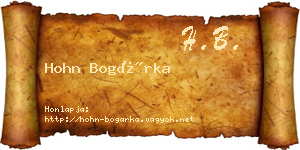 Hohn Bogárka névjegykártya